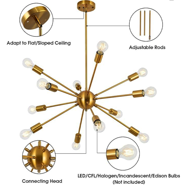 Lustres Spoutnik du milieu du siècle à 12 lumières - Image 5