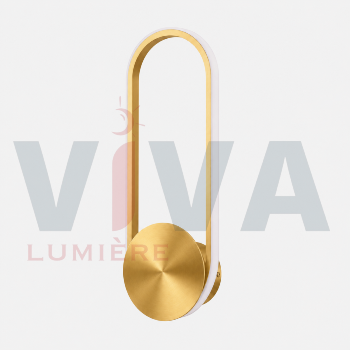 Applique murale LED dorée ovale design vue produit