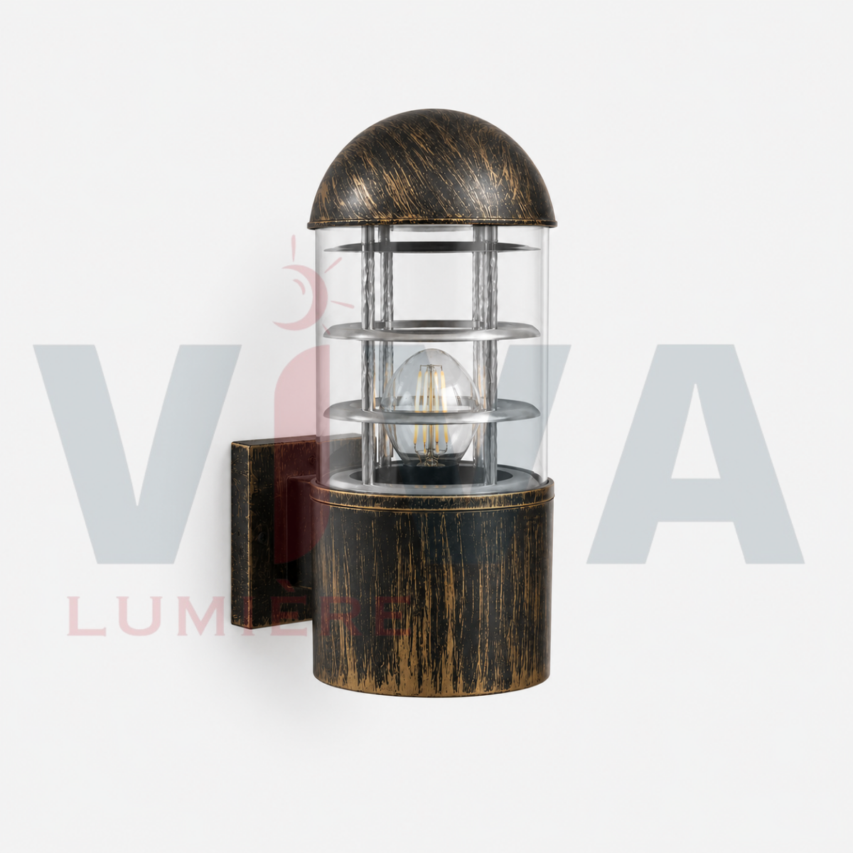 Applique murale extérieure lanterne LED noir doré vieilli pour façade