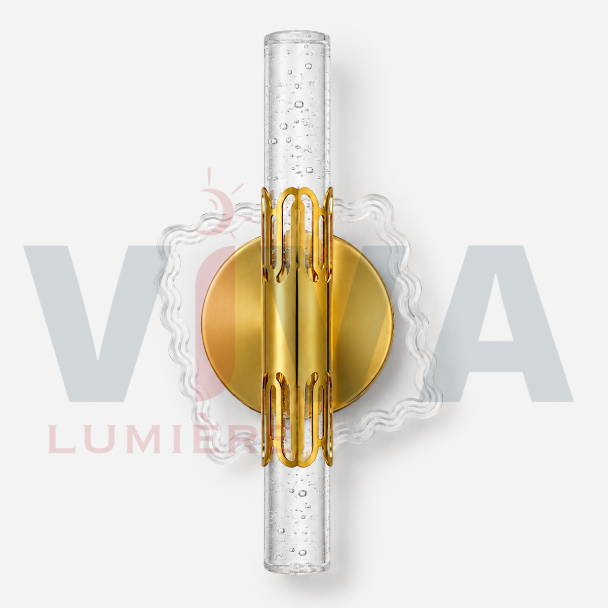 Applique murale dorée avec tube transparent pour chambre