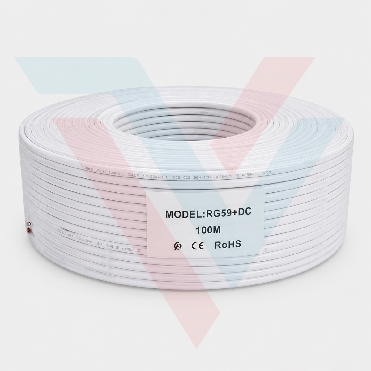 Câble caméra RG59 + DC 100m blanc pour vidéosurveillance CCTV