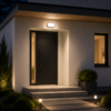 Hublot LED extérieur installé au-dessus d’une entrée de maison