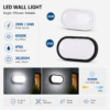 Hublot LED ovale 20W 24W 6500K IP65 noir et blanc