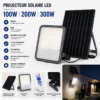 Projecteur solaire LED 100W 200W 300W avec panneau solaire et télécommande