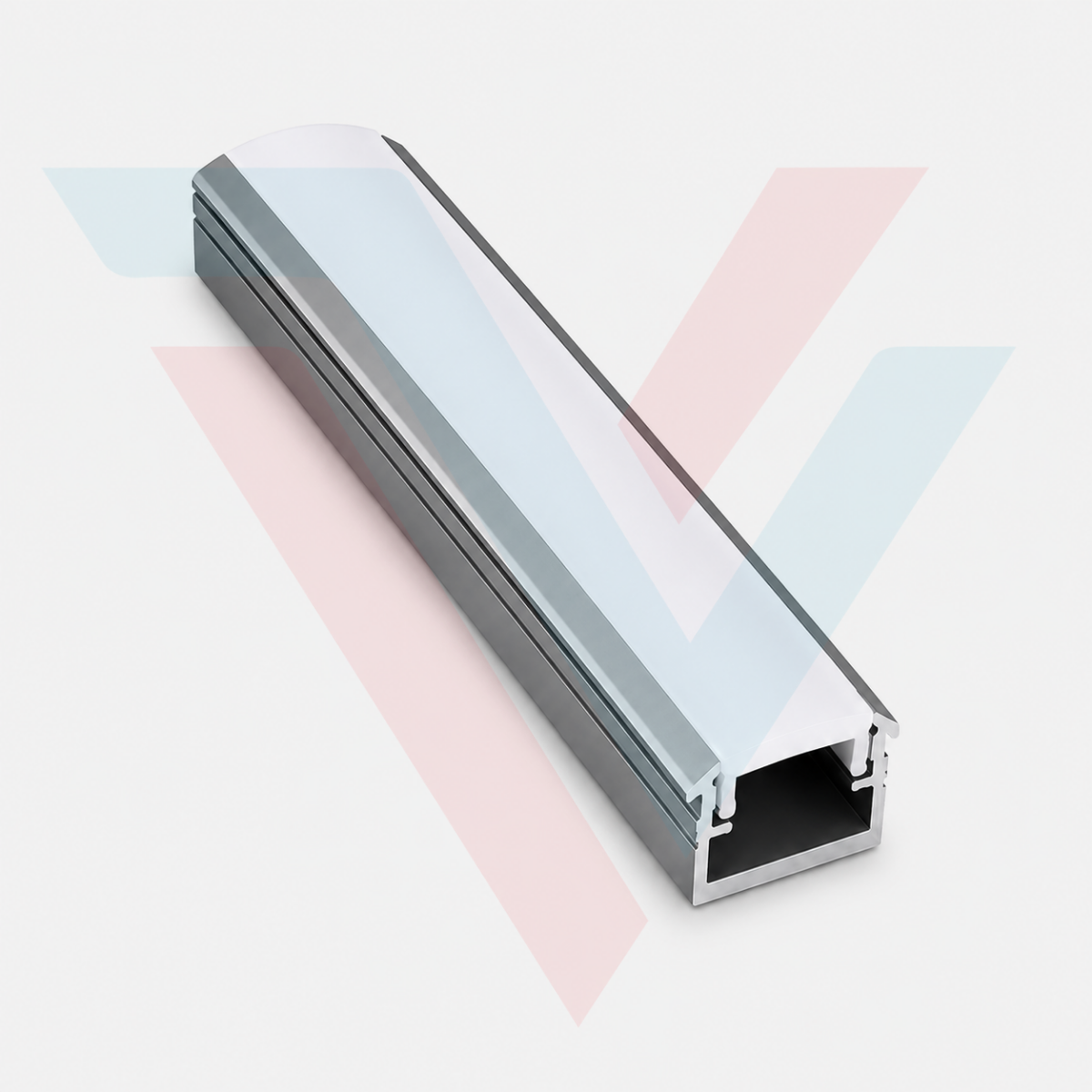 Profilé aluminium LED gris avec diffuseur opale pour éclairage indirect