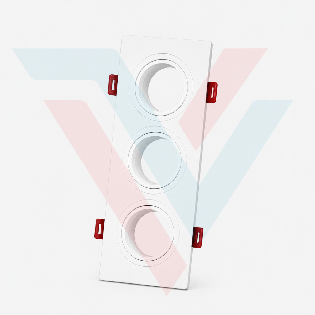 Support spot encastrable carré blanc 3 trous pour plafond