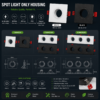 Infographie support spot encastrable carré 1 2 3 trous MR16 GU10