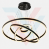 Lustre LED à anneaux noir avec design moderne et éclairage intégré
