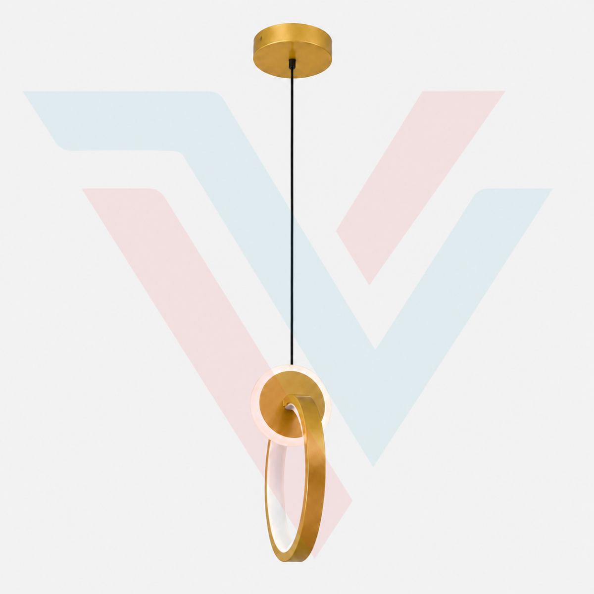 Suspension LED anneau moderne dorée avec design circulaire