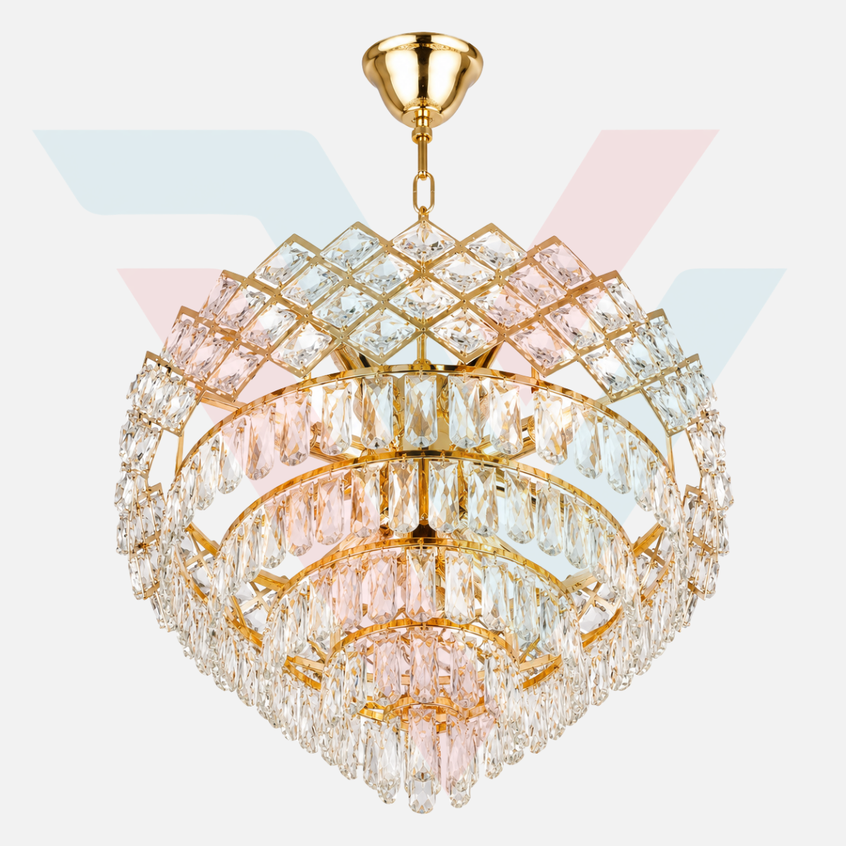Lustre cristal doré style classique luxe avec pampilles décoratives