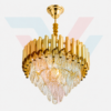Lustre doré en cristal style luxe avec détails décoratifs transparents