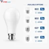 Ampoule LED disponible en B22 et E27 9W 11W 6500K