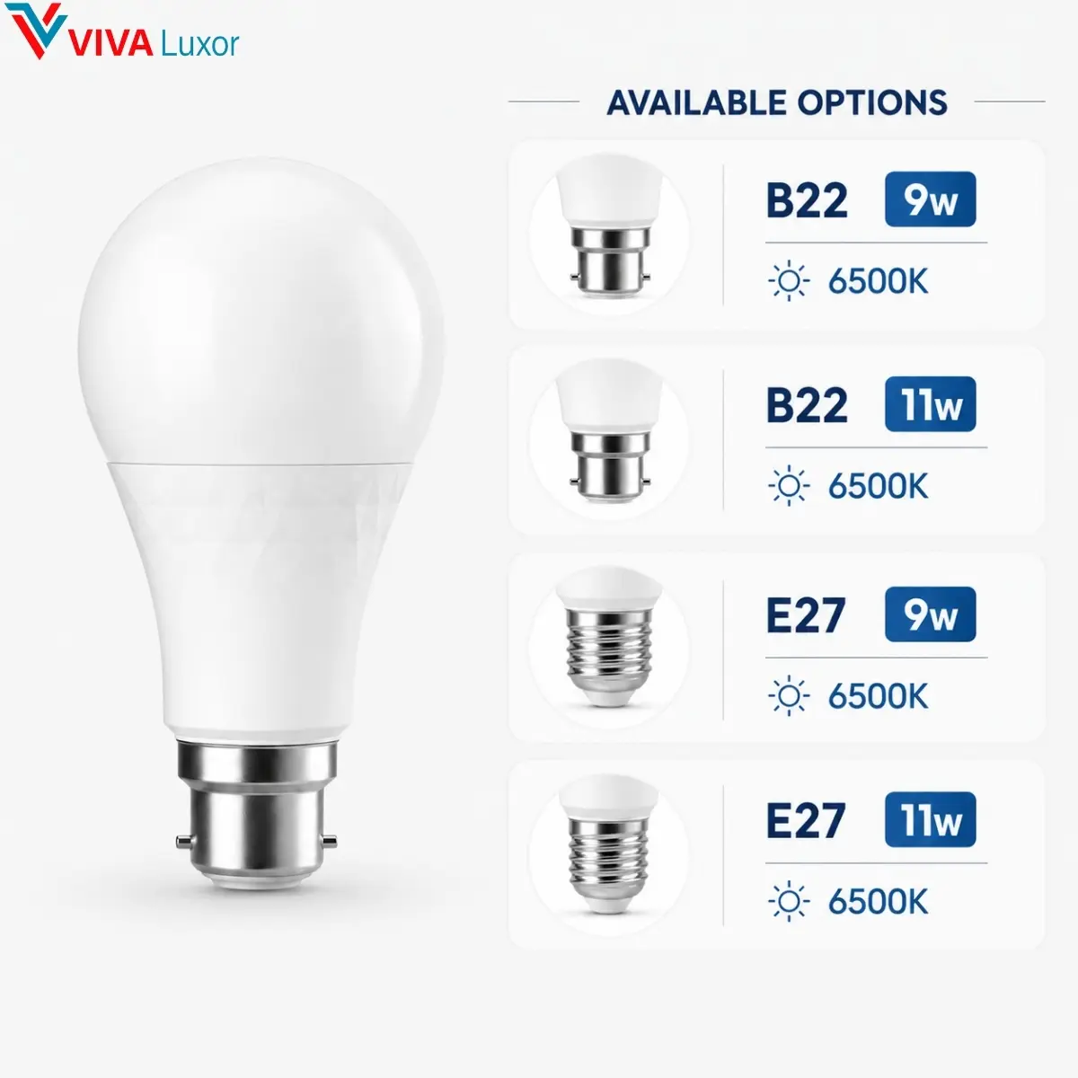 Ampoule LED disponible en B22 et E27 9W 11W 6500K
