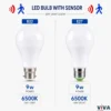 Ampoule LED avec détecteur B22 E27 9W 6500K