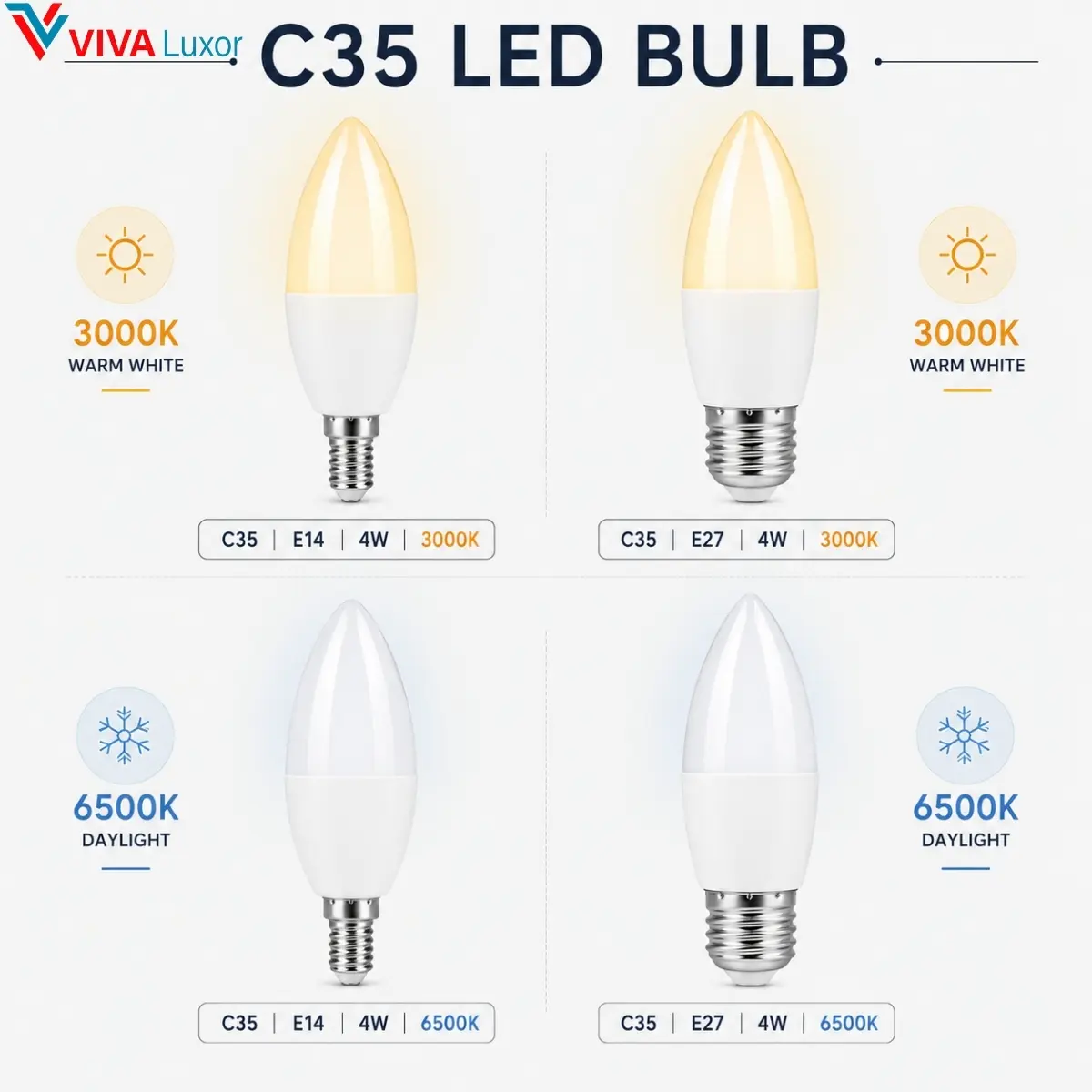 Ampoule LED C35 4W E14 E27 3000K 6500K