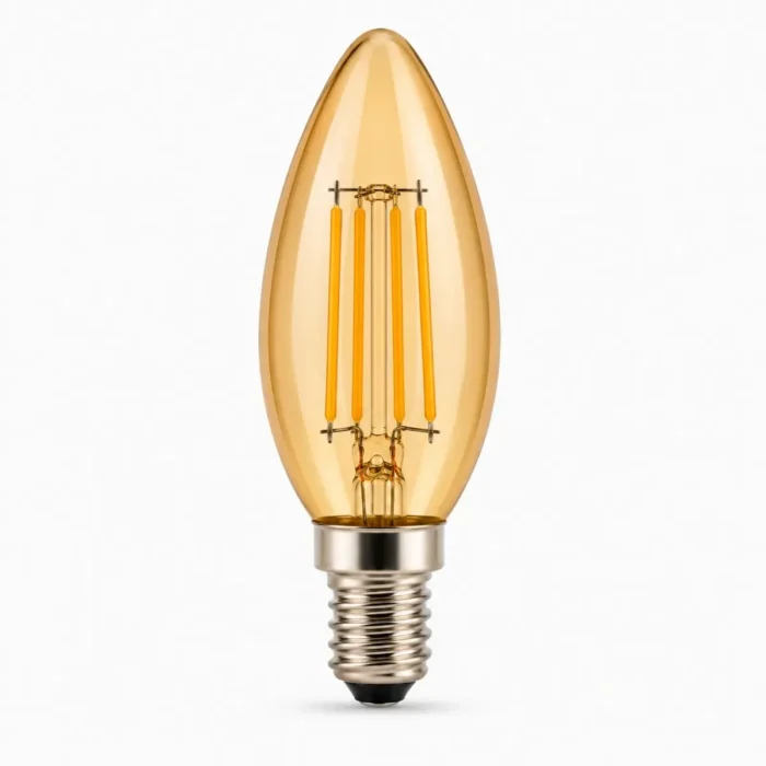 Ampoule LED C35 4W 2700K verre ambré E14 E27