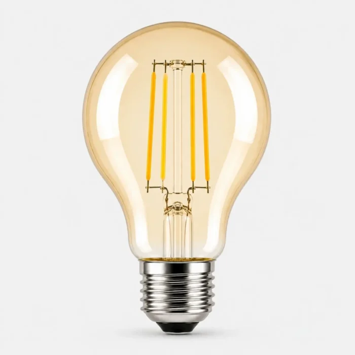 Ampoule LED A60 filament E27 avec verre ambré et lumière chaude