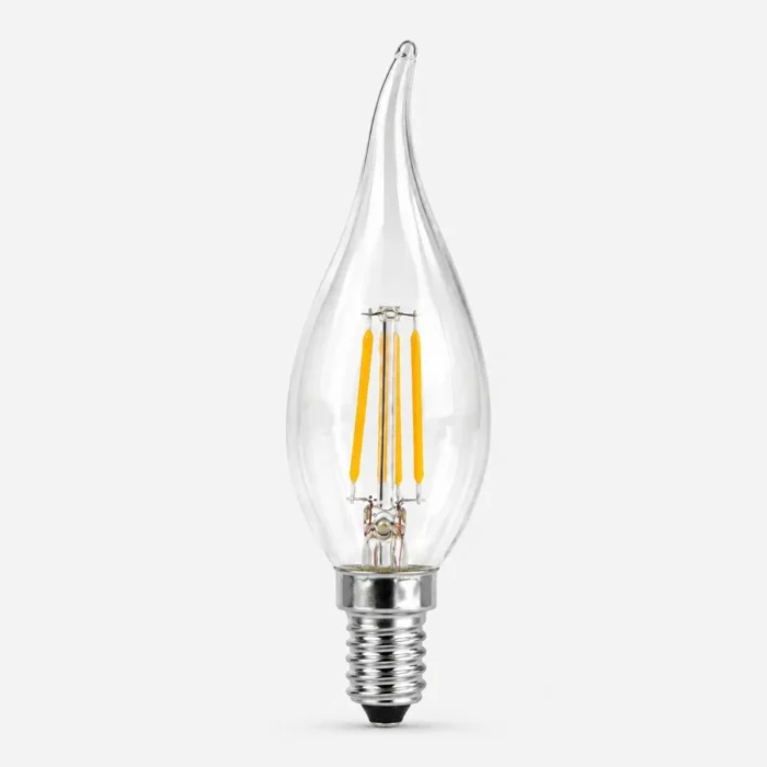 Ampoule LED flamme C35 4W transparente pour luminaire décoratif
