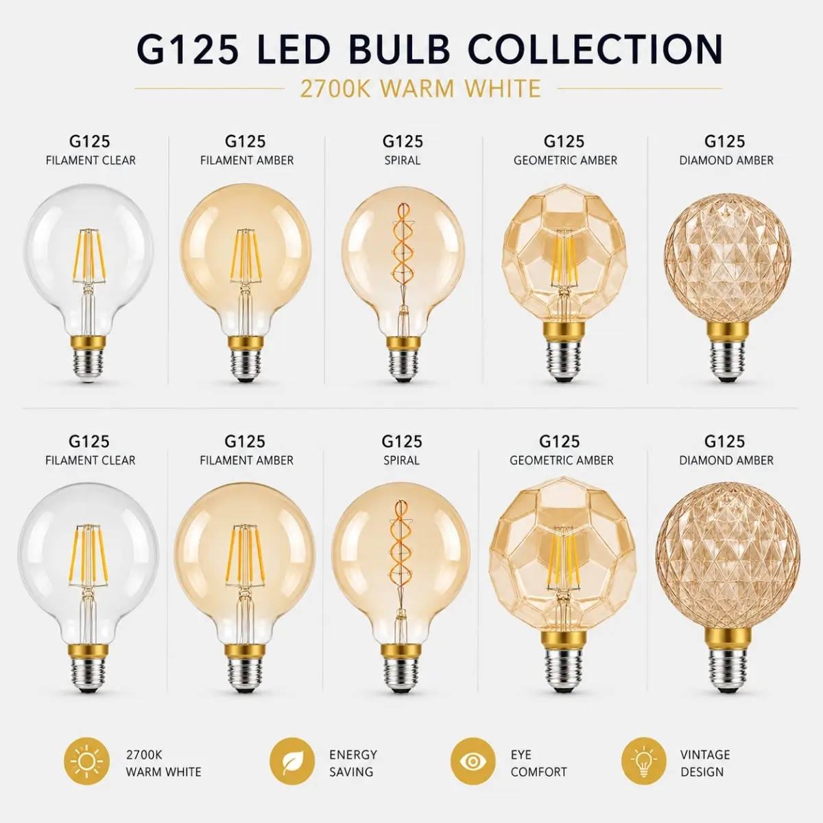 Collection ampoules LED G125 2700K