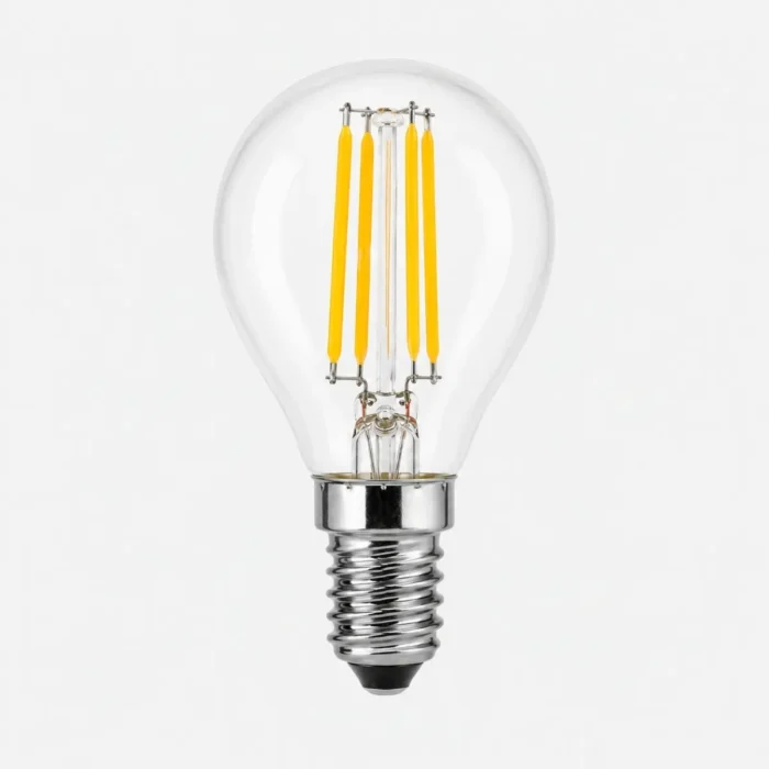 Ampoule LED G45 filament 4W en verre transparent avec culot E27