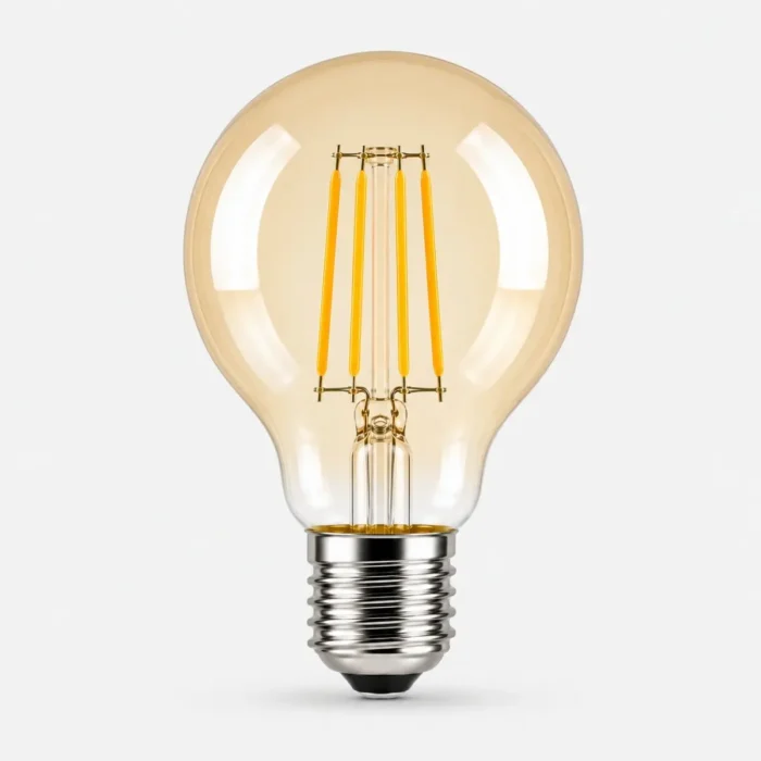 Ampoule LED G45 filament avec verre ambré et lumière chaude