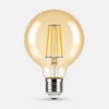 Ampoule LED G80 filament E27 avec verre ambré et lumière chaude