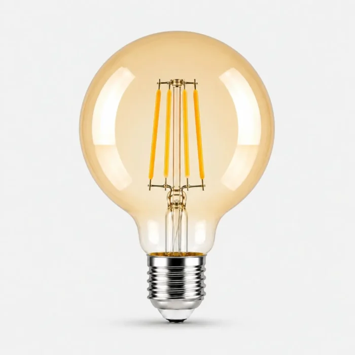 Ampoule LED G80 filament E27 avec verre ambré et lumière chaude