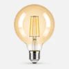 Ampoule LED G95 filament E27 avec verre ambré et lumière chaude