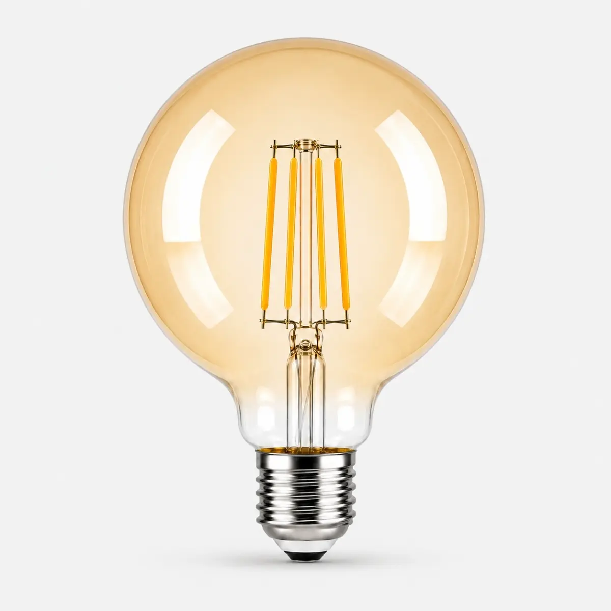 Ampoule LED G95 filament E27 avec verre ambré et lumière chaude