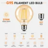 Ampoule LED G95 filament E27 2700K verre ambré pour éclairage décoratif