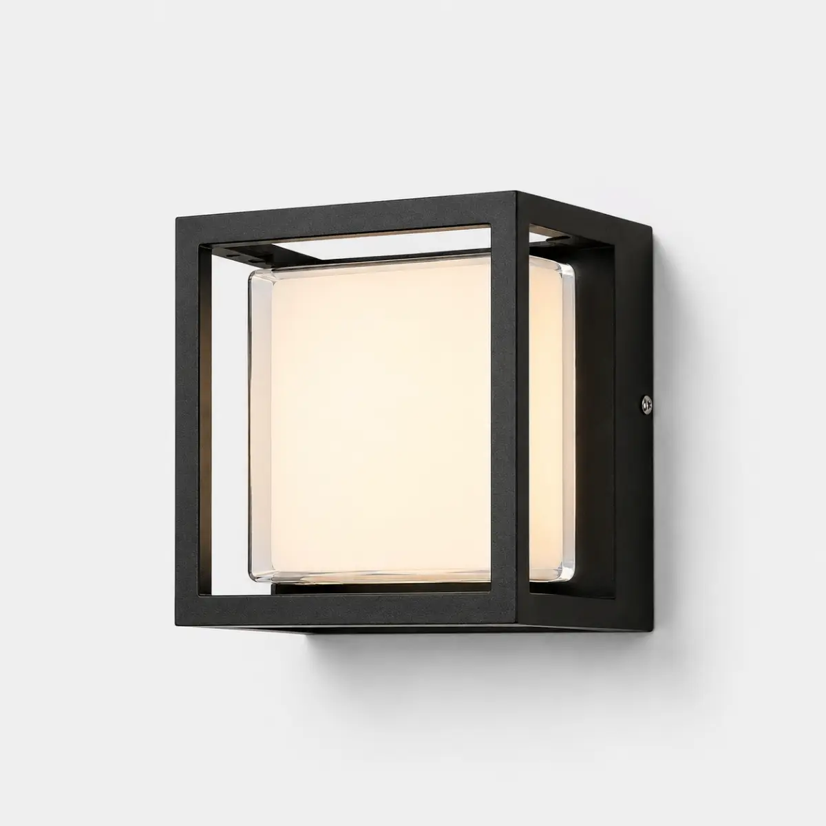 Applique murale extérieure cube noire vue produit