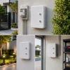Coffret électrique étanche installé sur mur extérieur