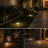 Encastre de sol LED installé dans un jardin extérieur
