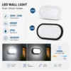 Hublot LED ovale 20W 24W 6500K IP65 noir et blanc
