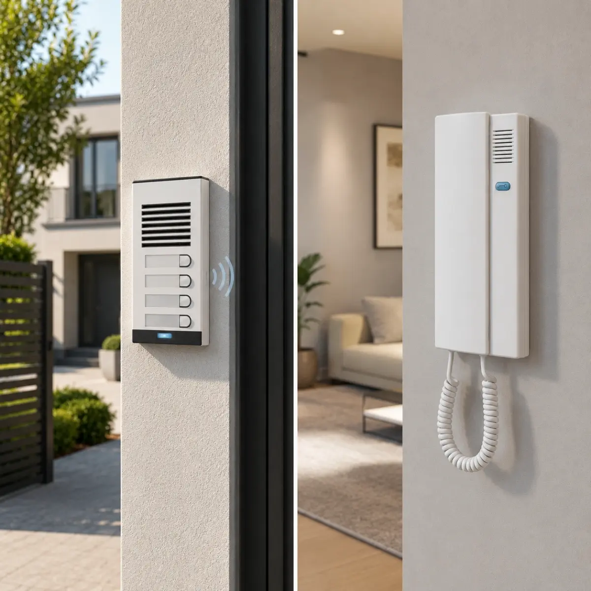 Interphone audio installé à l’entrée d’une maison