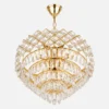 Lustre cristal doré style classique luxe avec pampilles décoratives