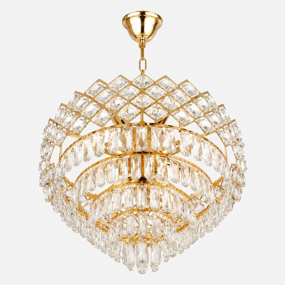 Lustre cristal doré style classique luxe avec pampilles décoratives