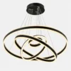 Lustre LED à anneaux noir avec design moderne et éclairage intégré