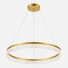 Lustre LED anneau doré effet cristal avec design circulaire moderne