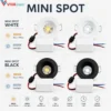 Mini spot LED encastré blanc et noir avec lumière 3000K et 6500K