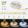 Ruban LED COB 12V 12W/m disponible en 3000K 4000K et 6500K