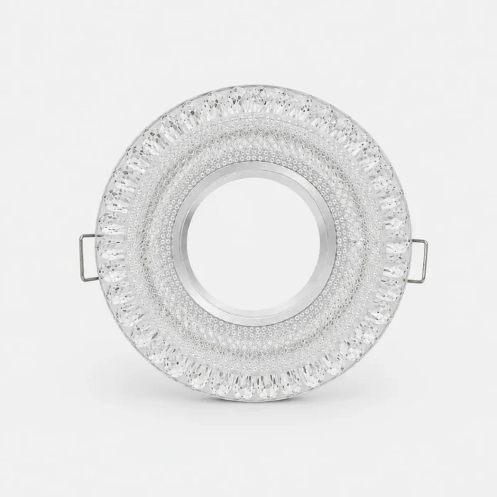 Spot encastrable crystal rond transparent avec clips de fixation