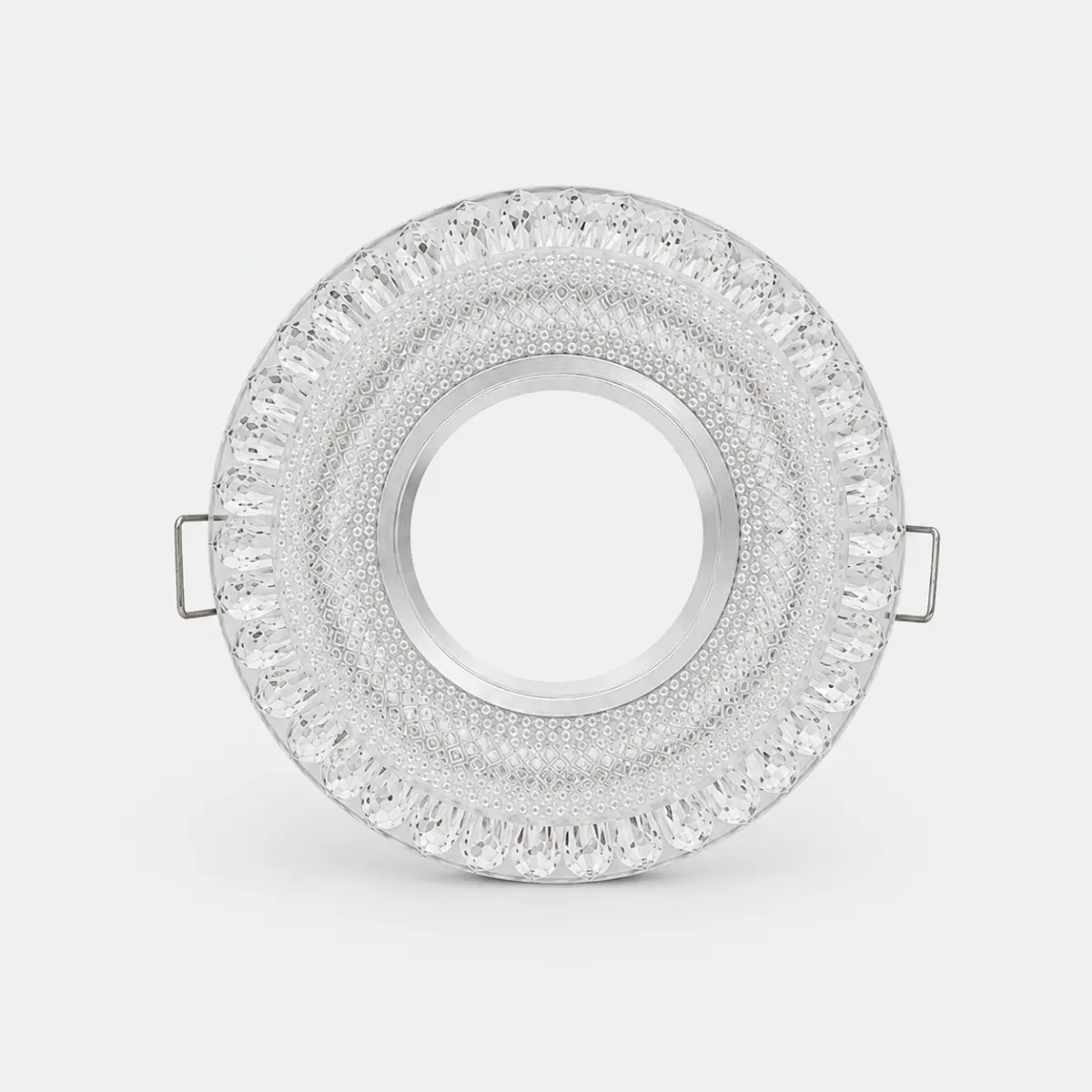 Spot encastrable crystal rond transparent avec clips de fixation