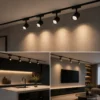 Spots LED orientables installés sur rail magnétique dans un intérieur moderne
