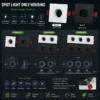 Infographie support spot encastrable carré 1 2 3 trous MR16 GU10