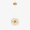 Suspension boule dorée effet cristal avec lumière décorative