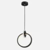 Suspension LED anneau moderne noire avec éclairage intégré
