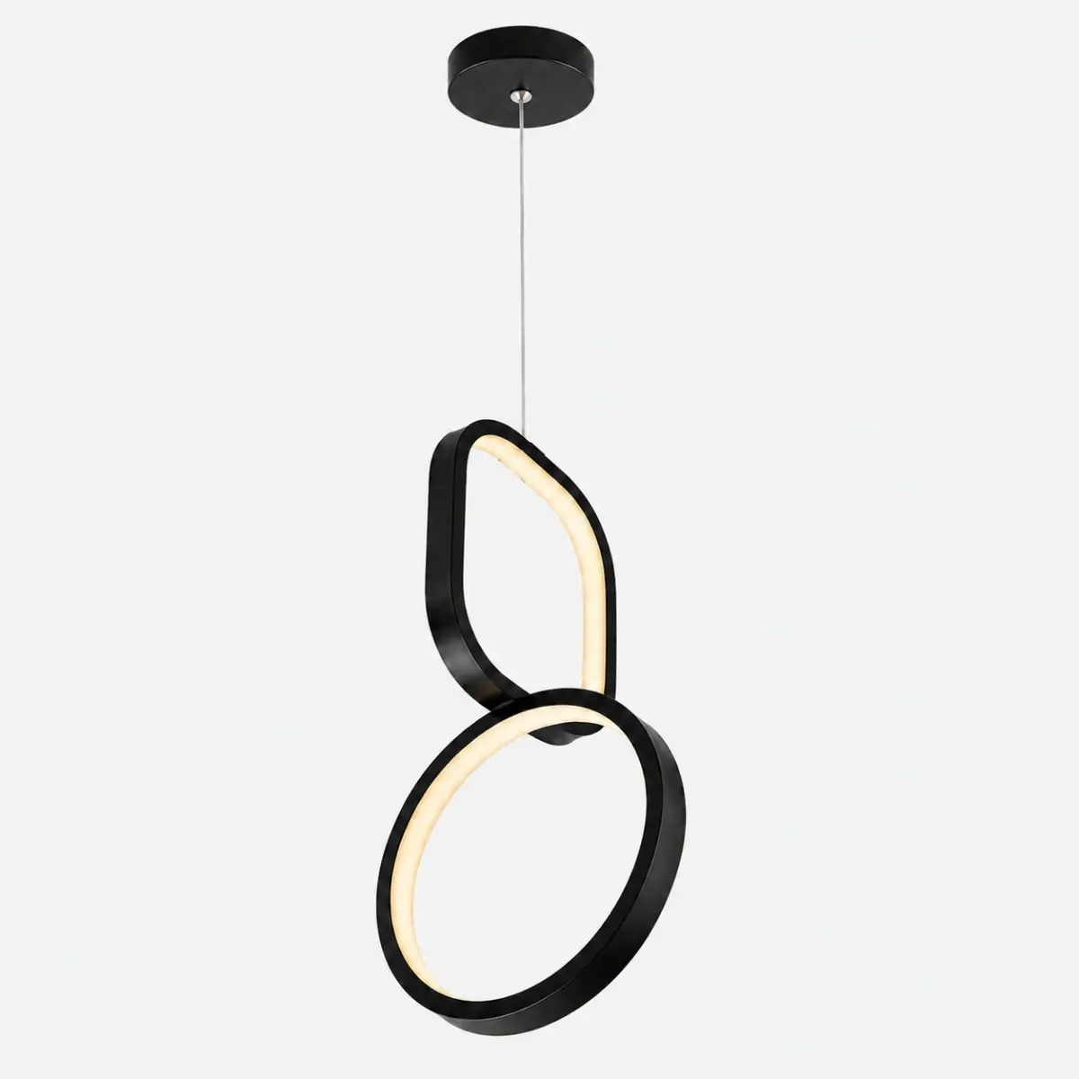 Suspension LED double anneau noire avec éclairage intégré