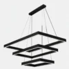 Suspension LED noire carrée avec carrés superposés design moderne