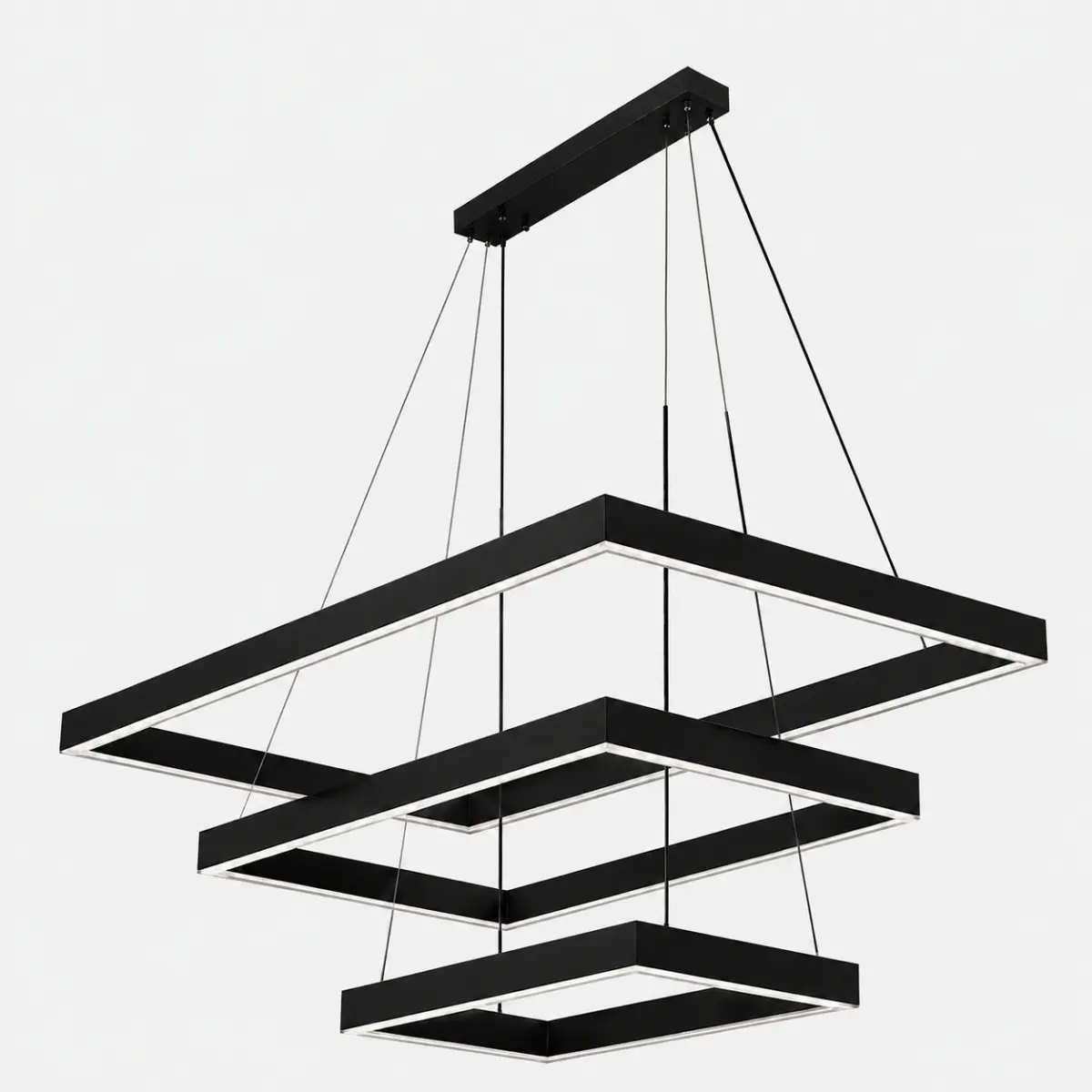 Suspension LED noire carrée avec carrés superposés design moderne